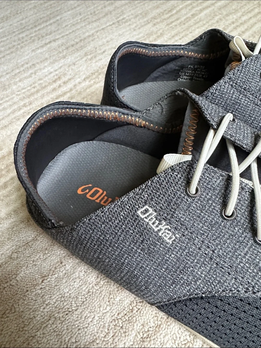 EUC OLUKAI Nohea Moku Shoe Boat No Tie Shoe Dark Shadow Gray Size 10